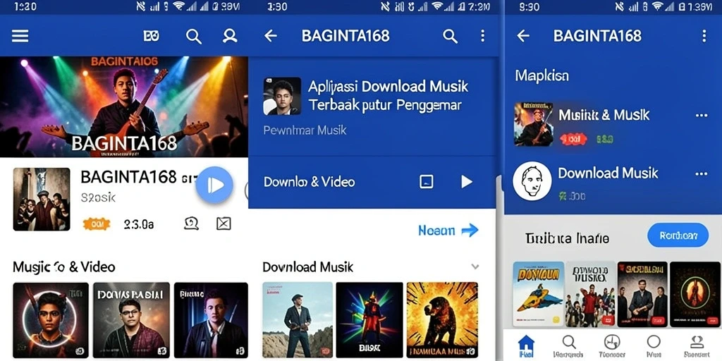 Tampilan antarmuka BAGINTA168 untuk download musik yang user-friendly.