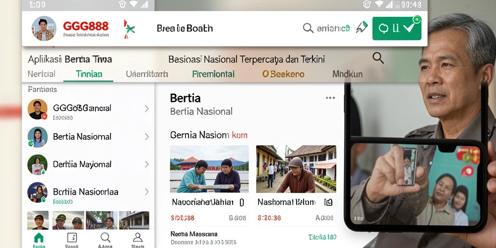 Antarmuka aplikasi GGG888 dengan berita nasional terkini.