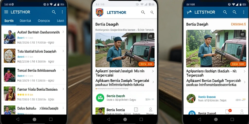 Antarmuka LETSTHOR yang menampilkan berita daerah terkini.