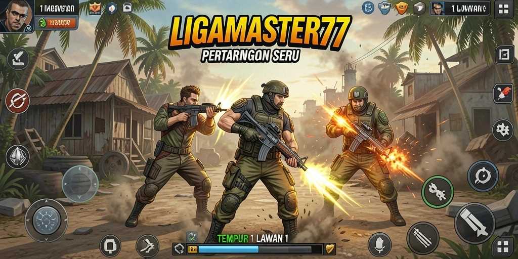 Antarmuka menarik LIGAMASTER77 dalam Tempur 1 Lawan 1.