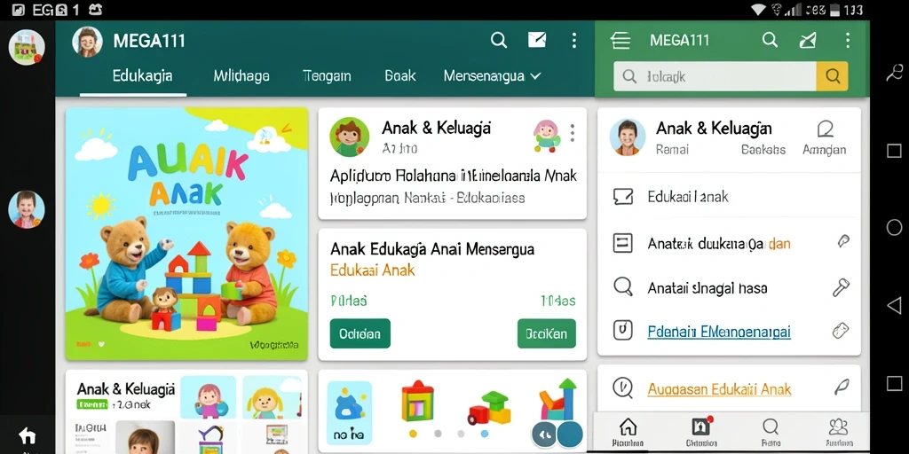 Antarmuka MEGA111 yang interaktif dan menarik untuk anak-anak.