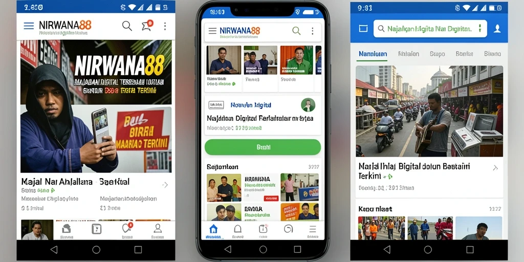 Tampilan aplikasi NIRWANA88 dengan berbagai artikel berita terkini.