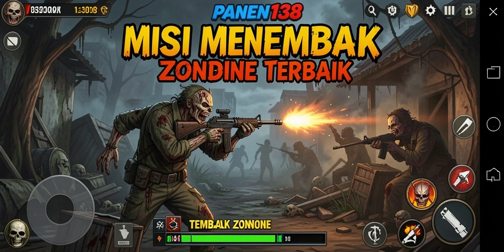 Tampilan antarmuka permainan Tembak Zombie yang menegangkan dan interaktif.