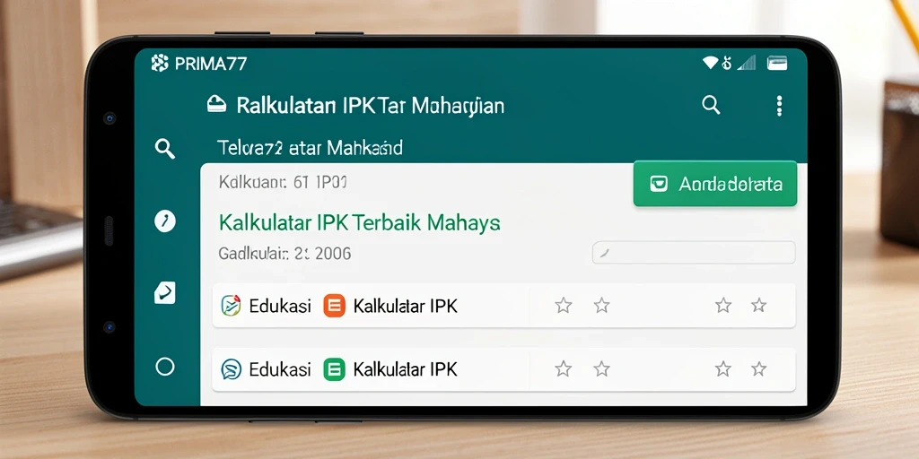 Tampilan antarmuka Kalkulator IPK PRIMA77 yang sederhana dan user-friendly.