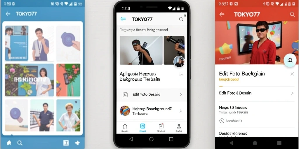 Screenshot utama TOKYO77 menampilkan antarmuka sederhana untuk hapus latar belakang.