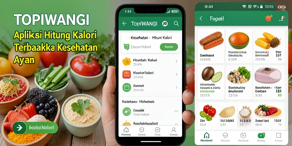 Tampilan antarmuka aplikasi TOPIWANGI untuk menghitung kalori.